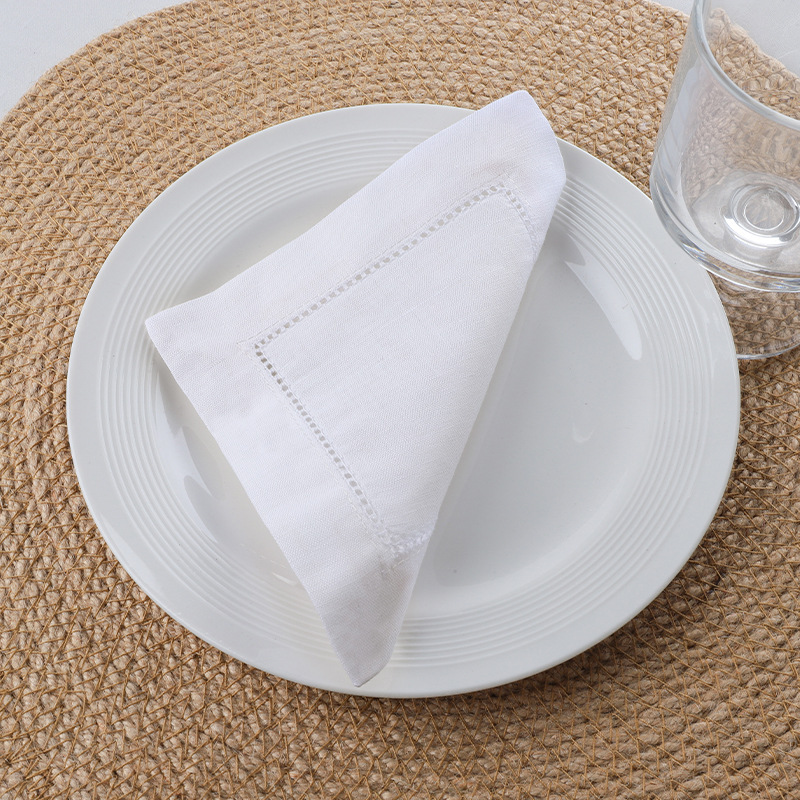 Set of 50 White Linen Hemstitc - Monogrammed Handkerchief ulasan dan harga